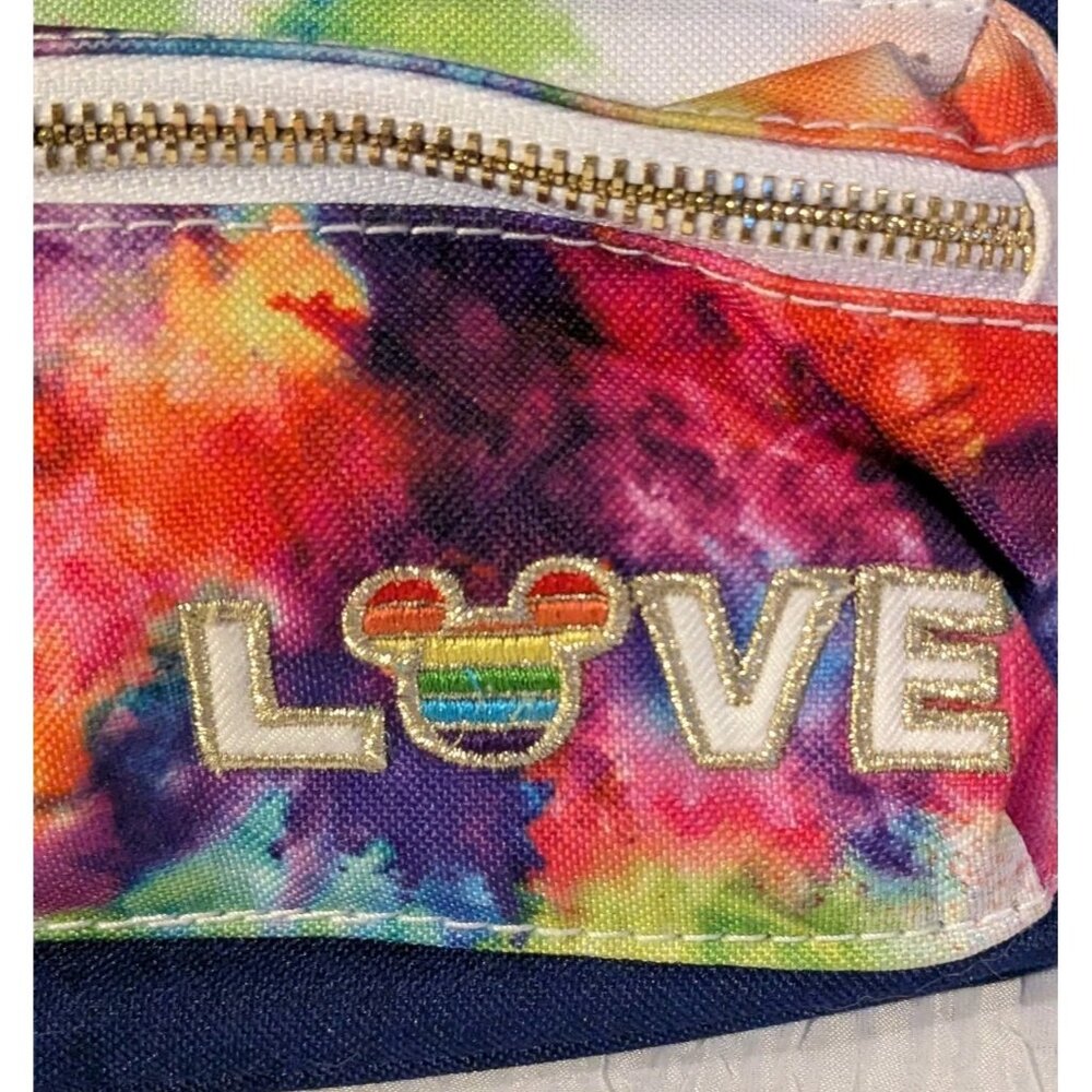 Disney Store Love Waist Bag Mickey Fanny Pack Rainbow Tie Dye Pride Sling Mouse - Picture 9 of 16